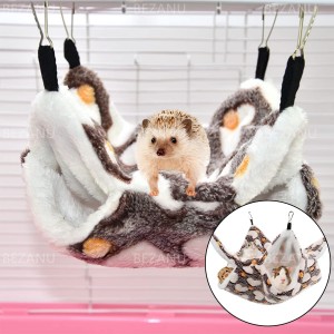 Small Animals Hammock, Soft Fleece Warm Rat Hammock Hanging Hammock Bed for Hamster, Ferret, Hedgehog, Squirrel and Small Animals
